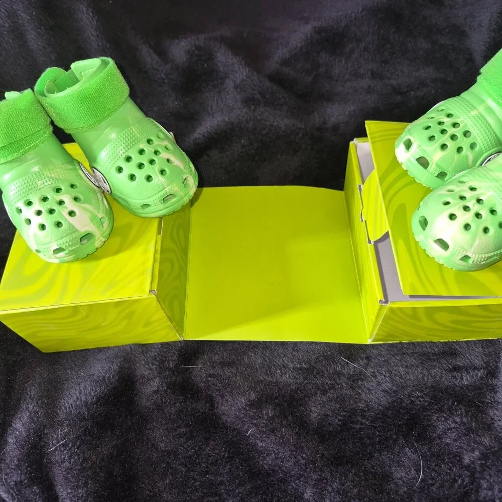 CROCS Lime Green Dog Boot with Velcro Ankle Strap